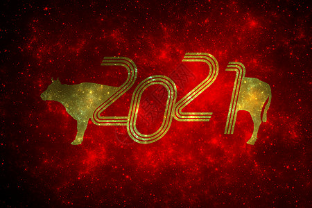 科技新年数码合成的2021数字背景