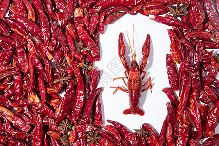 小龙虾和红辣椒图片