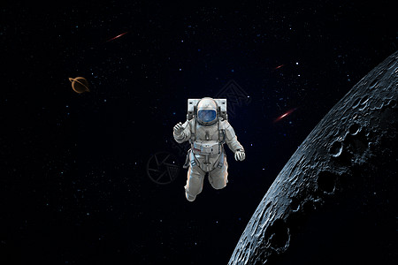 爱护地球插画航天员在宇宙空间遨游背景