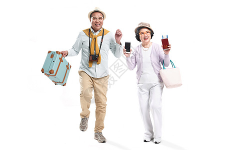 老年夫妇快乐旅行高清图片