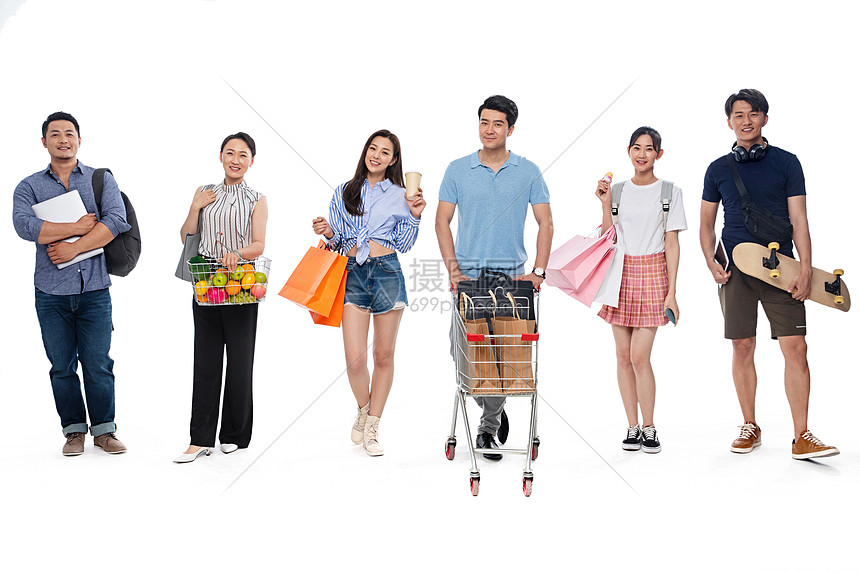不同年龄购物的人群图片