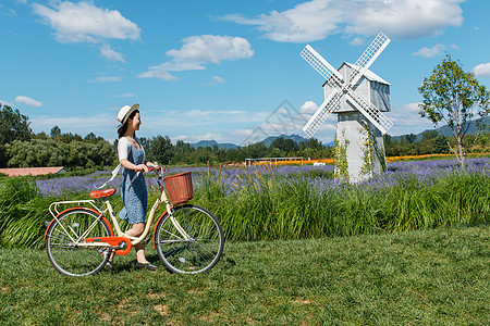 骑自行车的青年女人图片