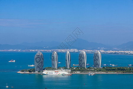 三亚凤凰岛城市建筑背景图片