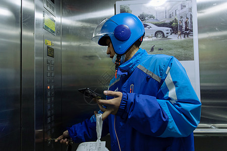 电梯内广告电梯内的外卖员背景