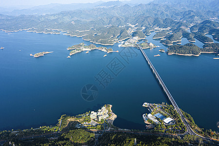 清爽风景航拍杭州千岛湖景区背景