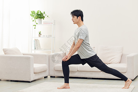男性健康居家男性锻炼瑜伽背景