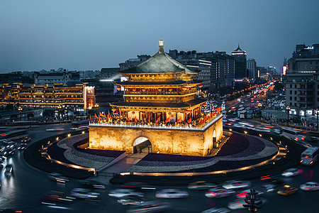 陕西西安市钟楼夜景高清图片