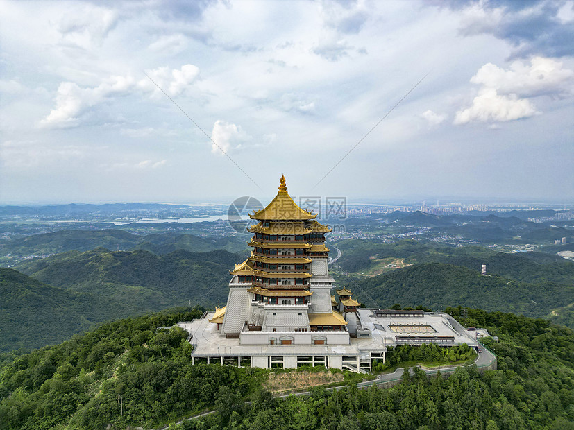 湖北黄石东方山金顶4A景区航拍图片