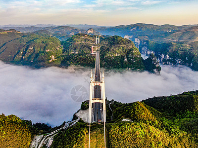 湖南湘西矮寨大桥5A景区航拍图片