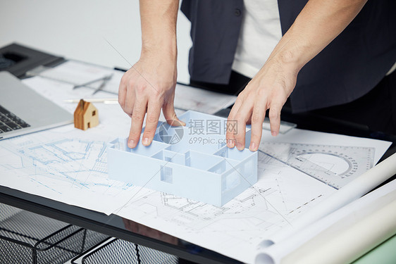 制作建筑模型设计特写图片