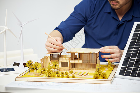 建筑节能工程师设计新能源建筑社区特写背景