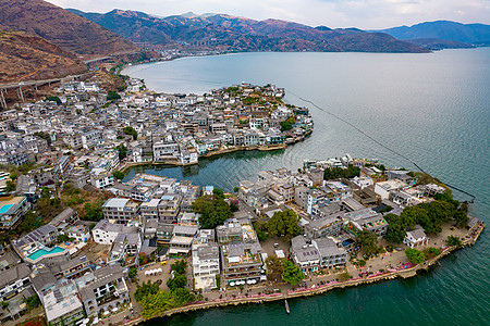 洱海日出云南大理双廊古镇4A景区航拍背景