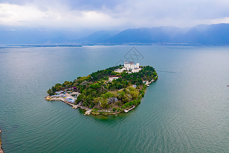 云南风情云南大理洱海南诏风情岛4A景区航拍背景