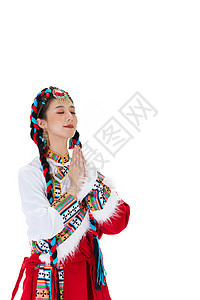 藏族服装参拜朝圣的少数民族背景