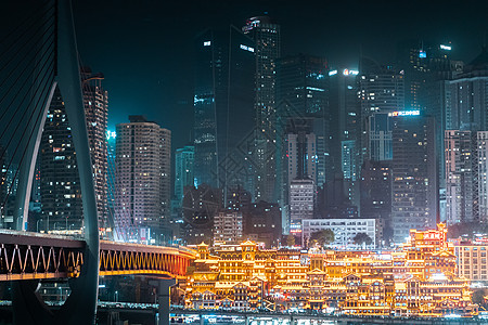 重庆城市建筑重庆洪崖洞夜景背景