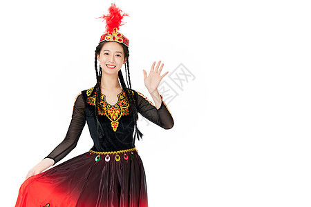 白底图维吾尔族女性打招呼图片