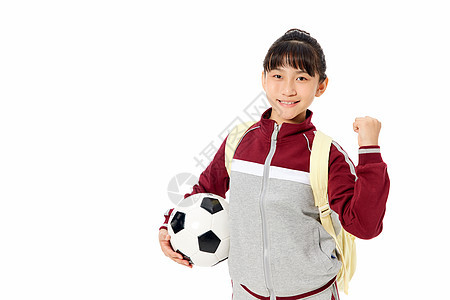 小女孩足球运动加油手势图片