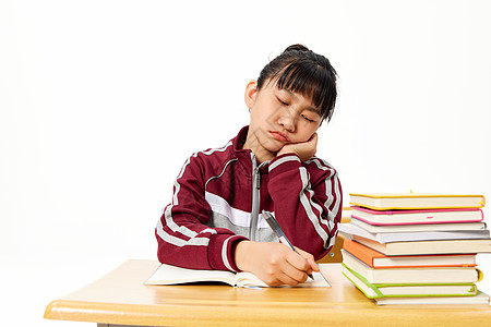 清新书桌讨厌学习的小学生背景