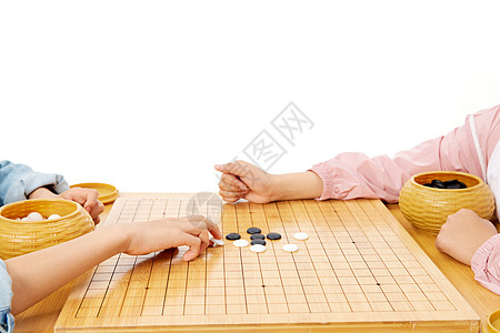 儿童围棋对决手部特写高清图片