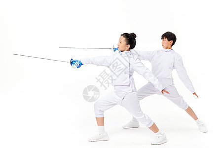 双人练习儿童击剑图片