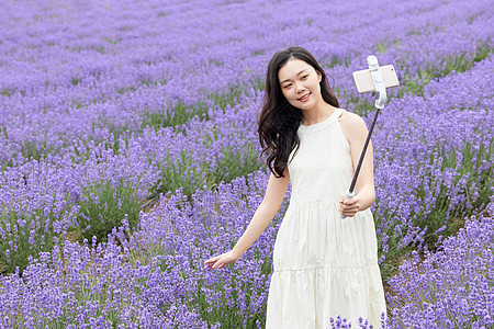 在薰衣草花园直播的女性图片