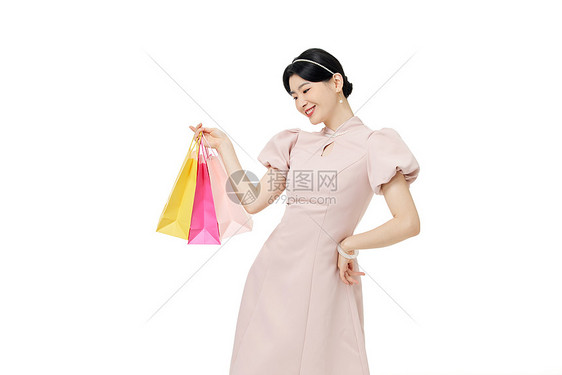 新中式女性展示购物袋图片
