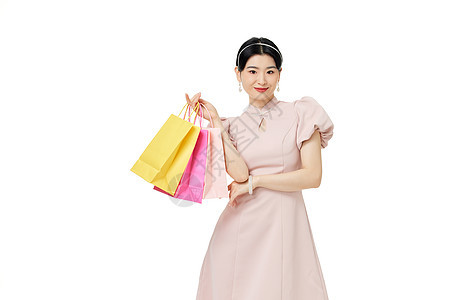 新中式服饰女性展示购物袋图片