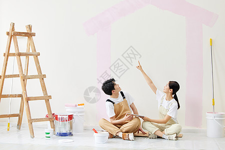 居家墙面情侣一起设计粉刷墙面背景
