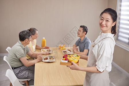 老年室内生活养老院的营养师形象背景