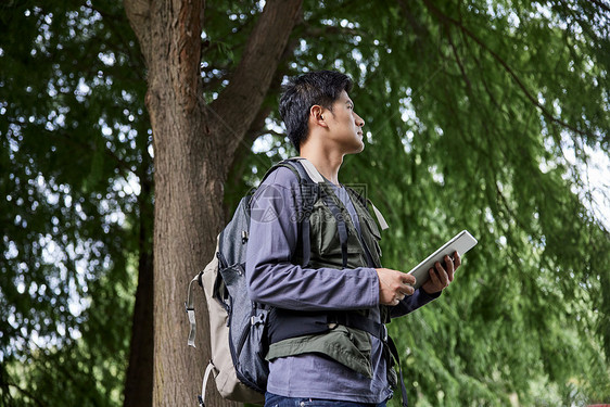 户外徒步旅行的男人图片