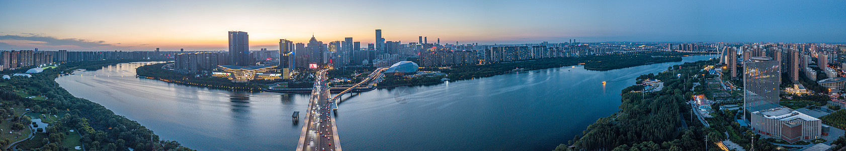 沈阳夜景沈阳浑河全景航拍背景