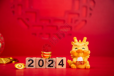 宝宝卡通2024年新年卡通龙宝宝摆件背景