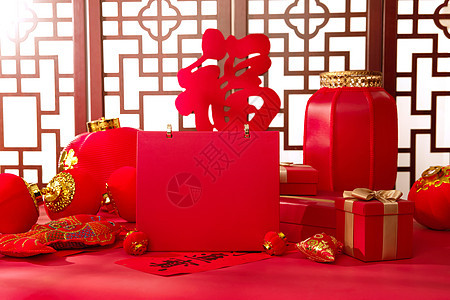 新年红色台历静物背景背景图片