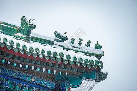 冬季雪中的北京天坛背景图片