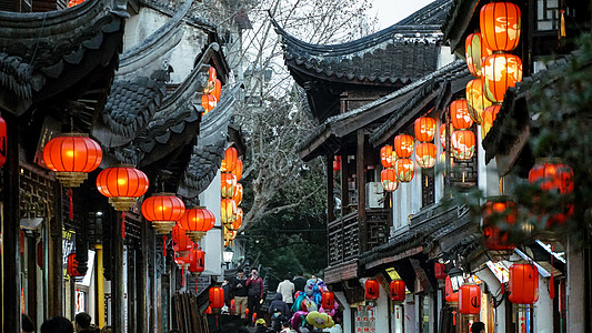 山塘老街上海南翔老街新年夜景背景