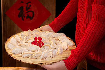 过年饺子新年手工生水饺背景