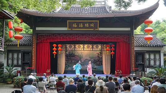 杭州黄龙洞月老祠古典戏曲越剧舞台背景图片