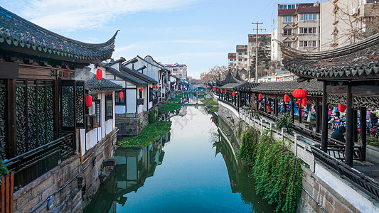 南翔古漪园新年上海南翔老街背景