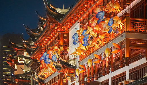 古典中国风背景龙年豫园灯会背景