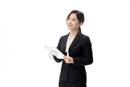 手拿平板的商务女性形象背景图片