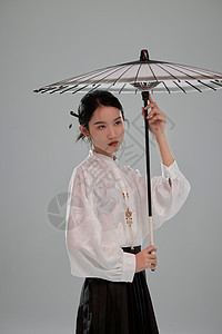打着伞的中式美女背景图片