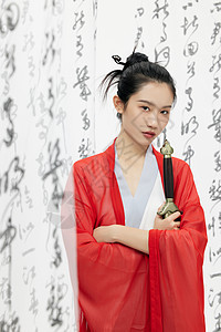 中式汉服美女背景图片