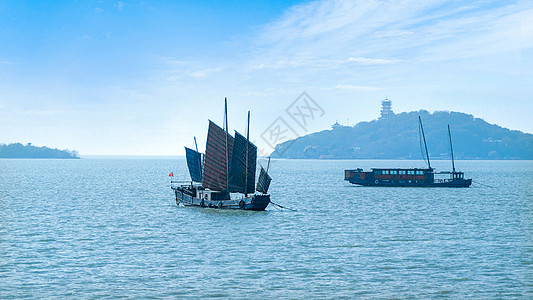 帆船矢量图无锡太湖风光背景