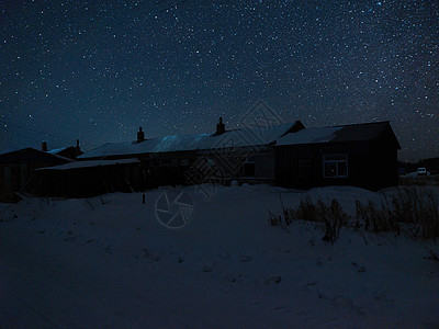 雪地村庄东北冬季雪地乡村星空风光背景