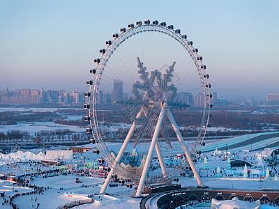 航拍哈尔滨第二十五届冰雪大世界旅游景点图片