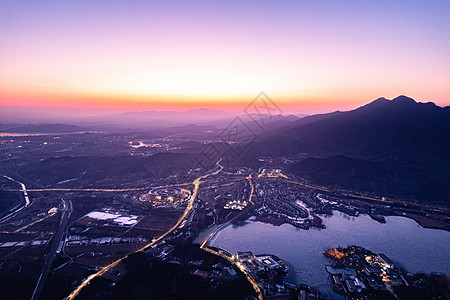 航拍夜景北京雁栖湖科学城高清图片