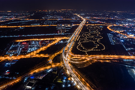 航拍夜景北京怀柔立交桥高清图片