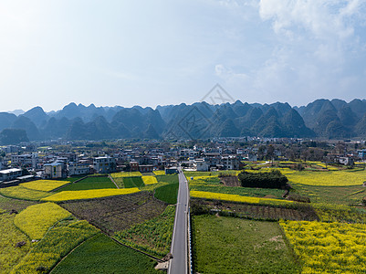 贵州梯田航拍贵州万峰林油菜花风光背景