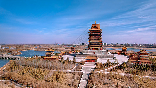 仿古街区宁夏中华黄河楼景观背景