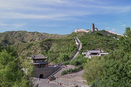 中华山西雁门关5A旅游景区夏季景观背景